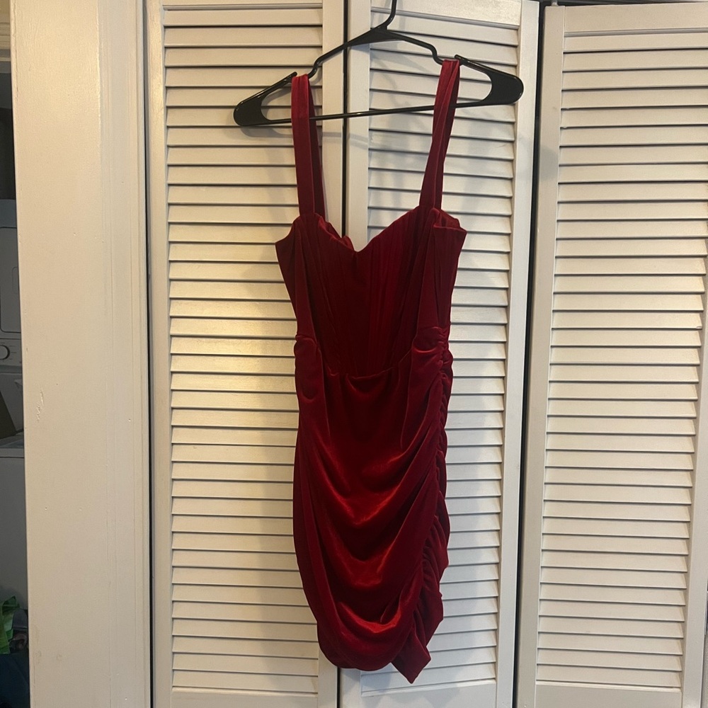 Red velvet dress
